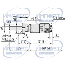 Микрометрическая головка, малая стандартного типа 0-13 мм, 0,01 мм, сферическая, с зажимной гайкой 148-802-10 Mitutoyo Микрометрическая головка, малая стандартного типа 0-13 мм, 0,01 мм, сферическая, с зажимной гайкой 148-802-10 Mitutoyo